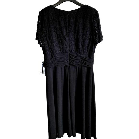 JS Boutique Black Beaded Lace Cocktail Formal Evening Dress Size 20 W Stretch - Picture 8 of 14